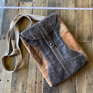 Cross Body Boho Leather + Suede Patch Bag Purse